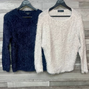 Esmara sötétkék, Reserved Fehér puha bolyhos pulóver szett S-M