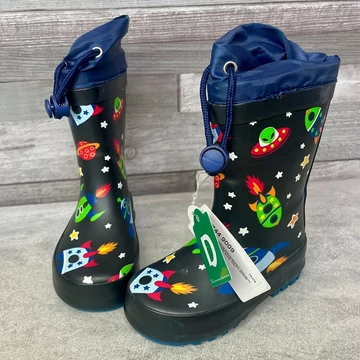 Deichmann fekete-sötétkék űrhajó mintás gumicsizma 21