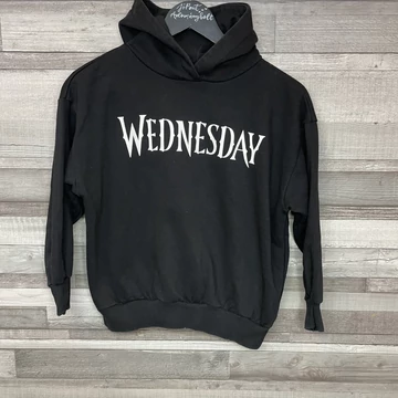 Wednesday fekete kapucnis szabadidő felső/pulóver 134/140