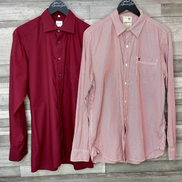 Timberland piros-fehér csíkos, Olymp bordó ing szett M