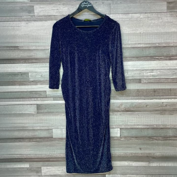 Blooming Marvellous sötétkék ezüst csillogós kismama alkalmi ruha L