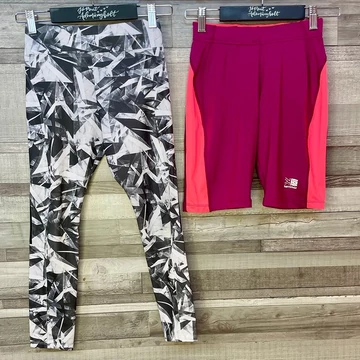 Karrimor pink sport rövidnadrág, Decathlon szürke-fehér edzőnadrág szett 8-9 éves