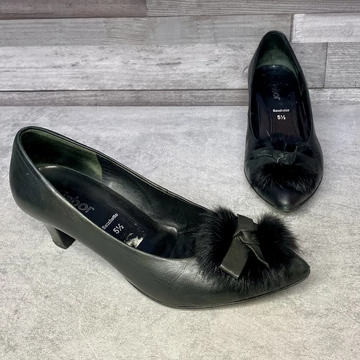 Gabor Sacchetto fekete bőr masnis magassarkú cipő 38,5