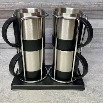 Rozsdamentes acél kávés-teás készlet állvánnyal