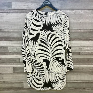 H&amp;amp;M fekete-fehér levélmintás lenge ruha 34