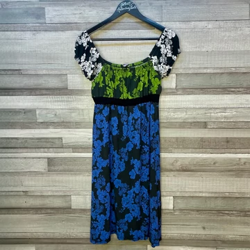 Desigual fekete kék-zöld-fehér virágmintás női ruha S