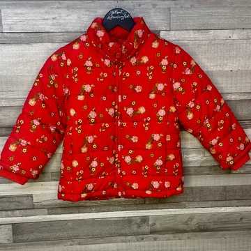 H&amp;amp;M piros virágos meleg kabát 116