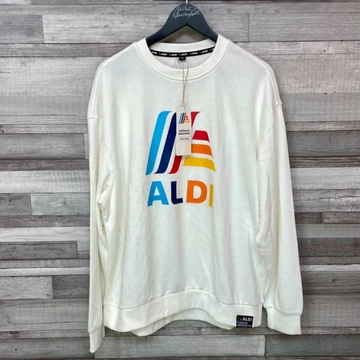 ALDImania Sweatshirt Limited Edition fehér pulóver színes mintával XL