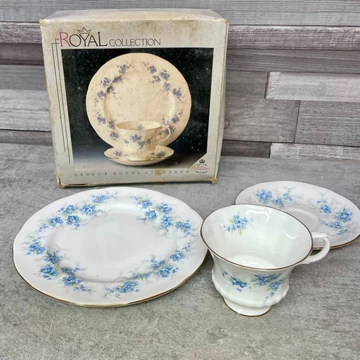 Royal Collection Gedeck Royal Standard francia kék virágmintás teás szett