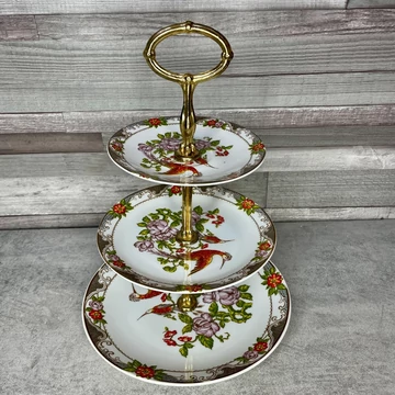 MZ csehszlovák porcelán emeletes kínáló tál