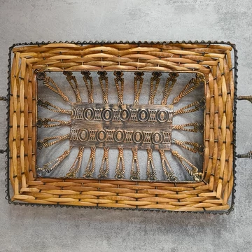 Fém rattan fonott tálca gyümölcskosár