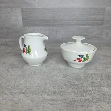 Colditz német porcelán erdei gyümölcsös tejkiöntő és cukortartó
