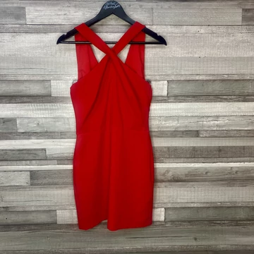 Mango piros csavartnyakú ruha S