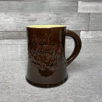 Retro népies mázas kerámia sörös korsó