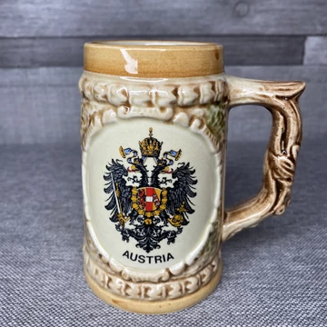 Austria égetett kerámia mázas kis söröskorsó