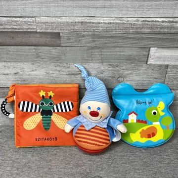 Zörgős kontrasztos kiskönyv, keljfeljancsi baba játék csomag