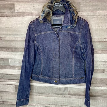 Mexx sötét színű szőrmés farmerdzseki 40