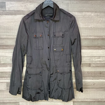 Zara Woman sötétszürke vékony patentos kabát L