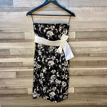 Fashion Wave fekete-fehér pánt nélküli alkalmi ruha 8