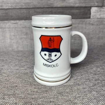 Hollóháza Hungary aranyozott Miskolc feliratos kisméretű korsó