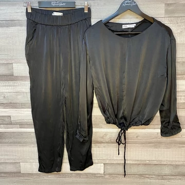 Zara fekete selyem blúz XS