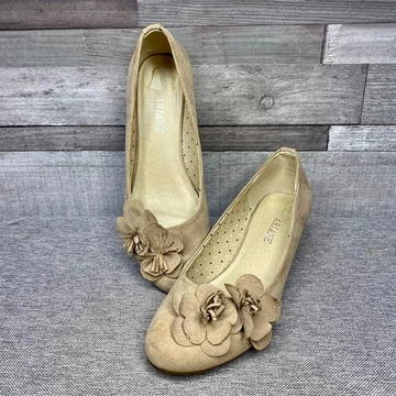 Ariane bézs virágos magasított talpú balerina cipő 38