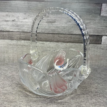 Walther-Glas tulipános dombor mintás üveg bonbonier kosár