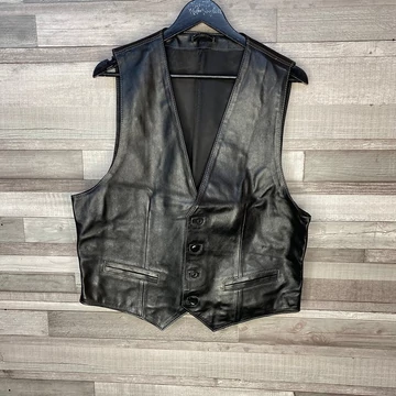 Férfi bőr barna mellény 50