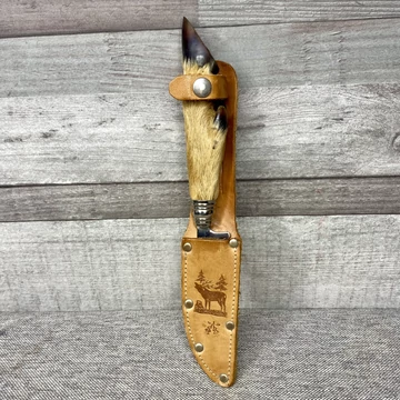 Kézműves vadászkés bőr tokban