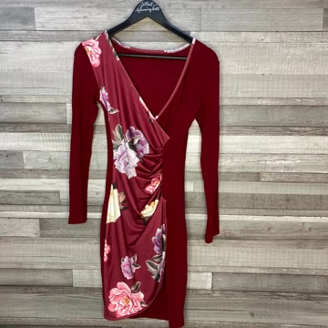 Bordó virágos női ruha S