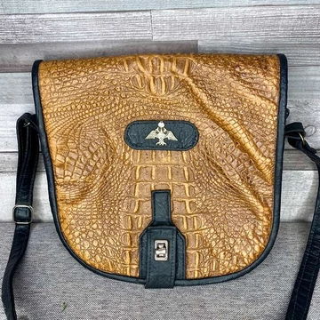 Vintage koronás krokodilbőr oldaltáska