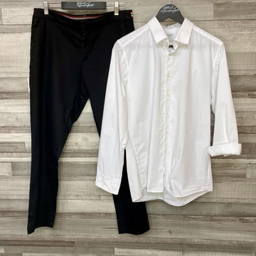 Olymp fehér blúz 42, Esmara fekete nadrág 44 szett