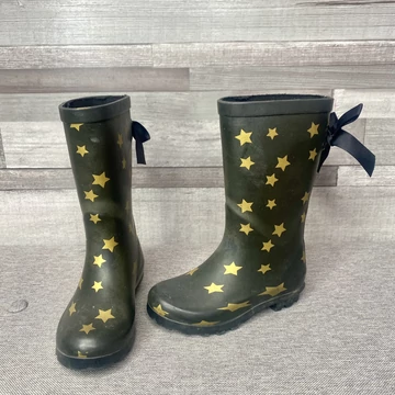 Fekete arany csillagos, masnis lány gumicsizma 28