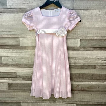 Pocco rózsaszín-fehér pöttyös kislány alkalmi ruha 128