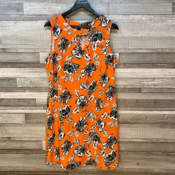 Papaya narancssárga virágmintás nyári ruha 16-os