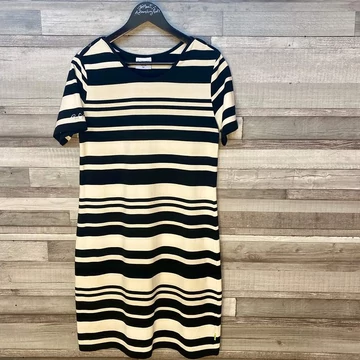 Budmil fekete-fehér csíkos ruha M