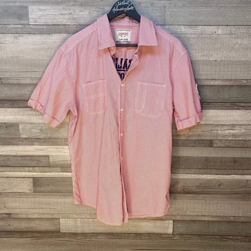 Esprit férfi piros-fehér csíkos rövid ujjú ing XL