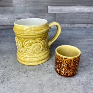 Gránit mázas korsó, pohárka szett