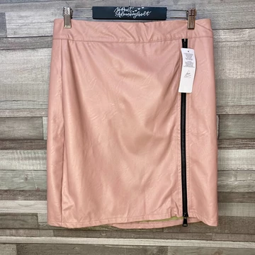 Olasz rózsaszín bőr hatású szoknya XL