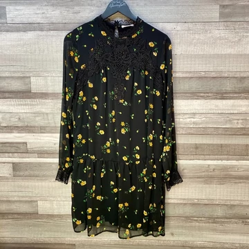 Orsay fekete virágmintás csipke díszes ruha 40