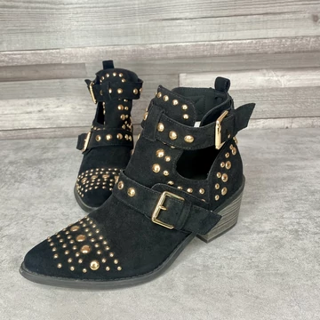 Dee Zee fekete, arany szegecses bokacsizma 38