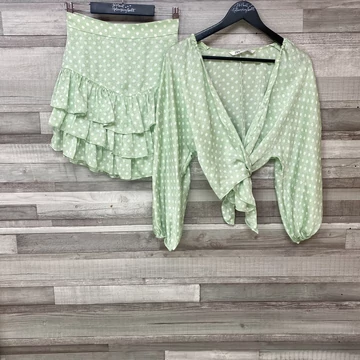 Zara mentazöld pöttyös szoknya szett XS