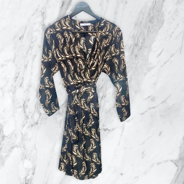 Mango Suit átlapolós fekete mintás ruha XS