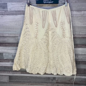 Ekrü hímzett gyapjú szoknya S
