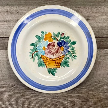 Városlőd Majolika fali dísztányér virágmintával