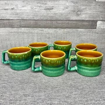 Gránit zöld mázas kávéscsésze készlet