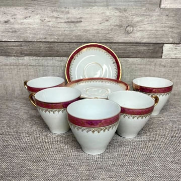 GDR aranyozott porcelán kávéskészlet