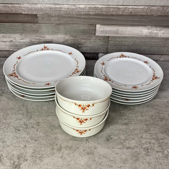 Alföldi porcelán hecsedli mintás tányér szett