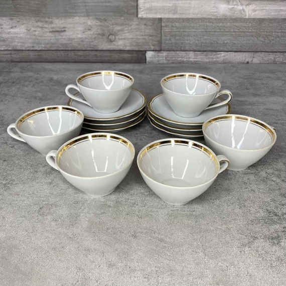 Kahla aranyozott porcelán kávés csésze szett