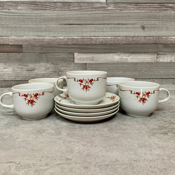 Alföldi porcelán hecsedli mintás teás/kávés csésze szett